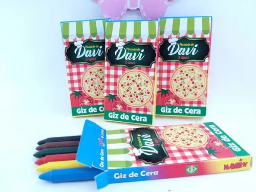 Giz de Cera 6 Cores Festa Pizzaria Cantina para Colorir