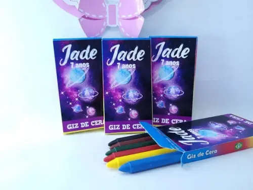 Giz de Cera 6 Cores Meu Universo Menina Galáxia para Colorir