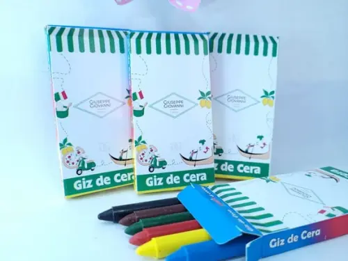 Giz de Cera Personaliza 6 Cores Pizzaria Itália para Colorir