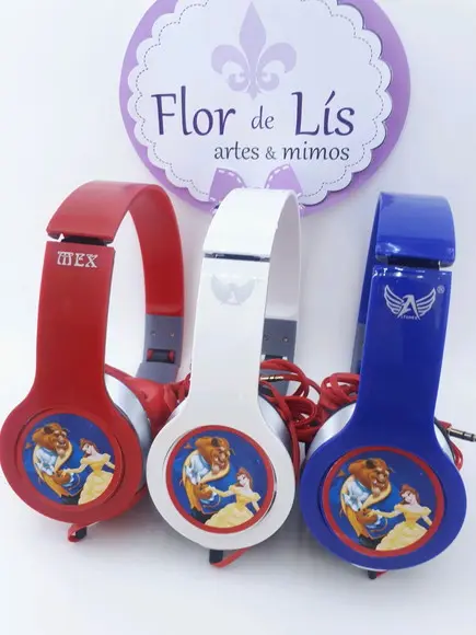 Headphone Fone de Ouvido a Bela e a Fera com Caixa
