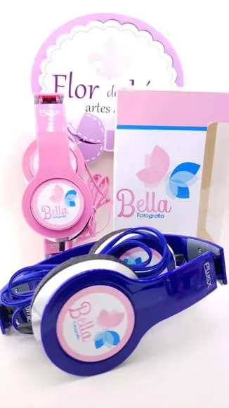 Headphone Fone de Ouvido Empresa Logo com Caixa