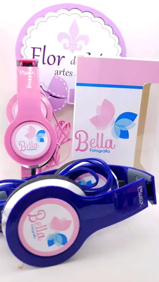 Headphone Fone de Ouvido Empresa Logo com Caixa