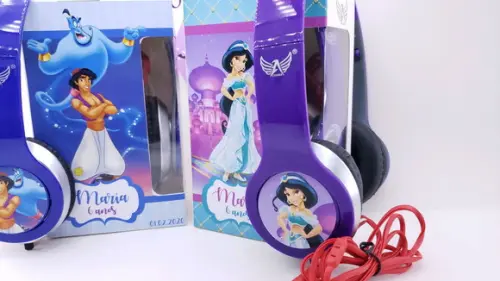 Headphone Fone de Ouvido Jasmine e Aladdin com Caixa