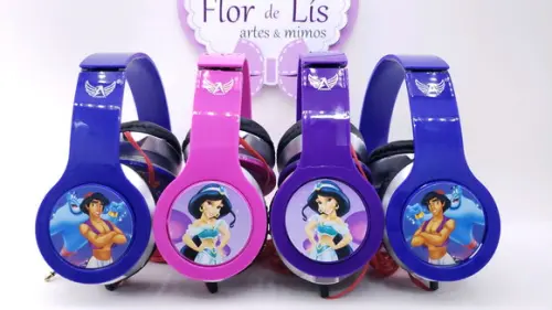 Headphone Fone de Ouvido Jasmine e Aladdin com Caixa