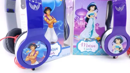 Headphone Fone de Ouvido Jasmine e Aladdin com Caixa