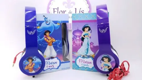 Headphone Fone de Ouvido Jasmine e Aladdin com Caixa