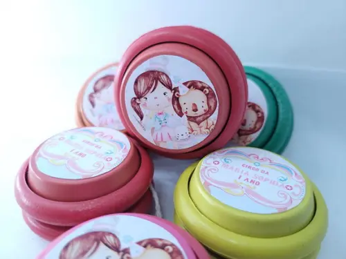 Ioiô Personalizado Circo Rosa Aquarela Menina
