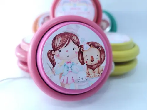 Ioiô Personalizado Circo Rosa Aquarela Menina