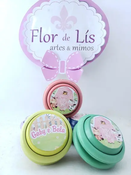 Ioiô Personalizado Fazendinha Menina Aquarela