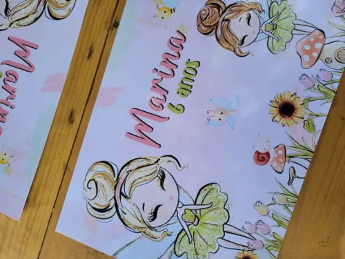 Jogo Americano de Papel Jardim das Fadas Piquenique