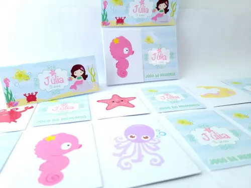 Jogo da Memória Fundo do Mar Sereia Personalizado