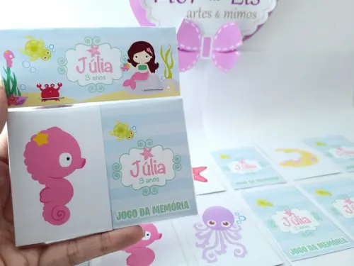 Jogo da Memória Fundo do Mar Sereia Personalizado