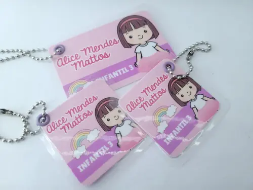 Kit 3 Chaveiro Escolar Menina para Mochila Lancheira Estojo