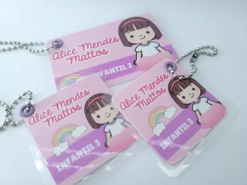 Kit 3 Chaveiro Escolar Menina para Mochila Lancheira Estojo