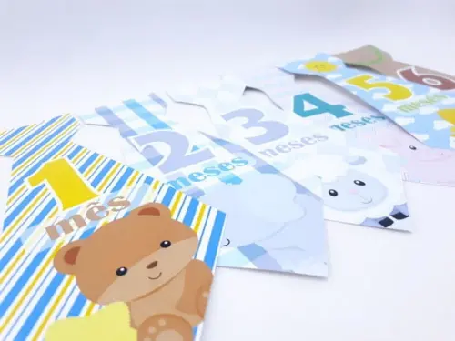Kit Adesivos 12 Meses do Bebê Animais Gravatinha