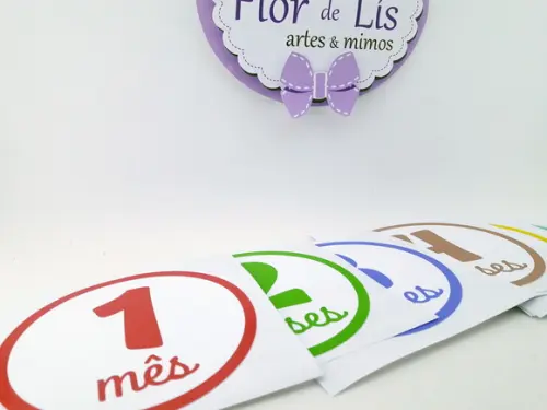 Kit Adesivos para Body 12 Meses do bebê Cores