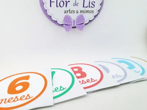 Kit Adesivos para Body 12 Meses do bebê Cores