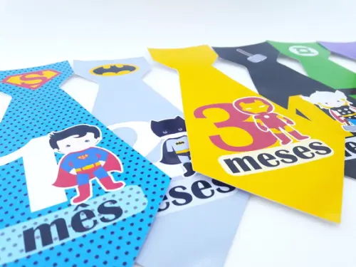 Kit Adesivos para Body 12 Meses Heróis bebê