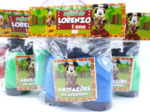 Kit Aventura Binóculos e Lanterna Lembrancinha Mickey Safari