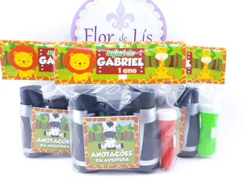 Kit Aventura com Binóculos e Lanterna Safari Lembrancinha
