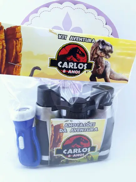 Kit Aventura Dinossauro com Binóculos e Lanterna- 3 Itens