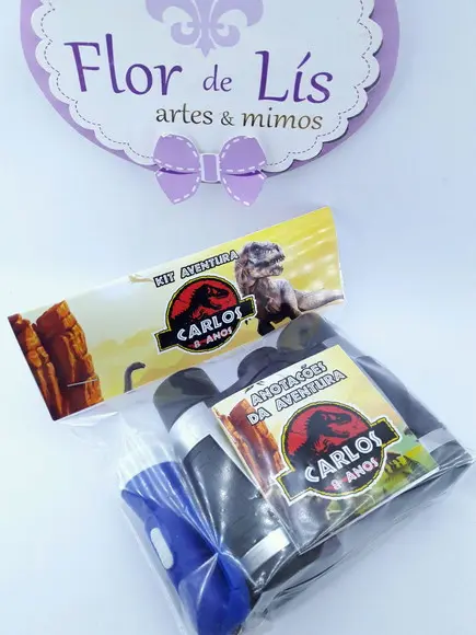 Kit Aventura Dinossauro com Binóculos e Lanterna- 3 Itens