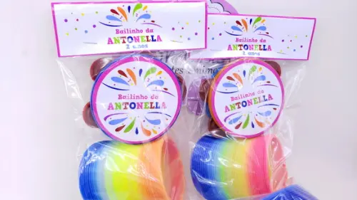 Kit Bailinho de Carnaval Bloquinho Pandeiro Pequeno e Mola