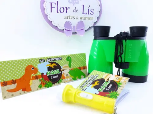 Kit Binóculo e Lanterna Dinossauro Baby Kit Aventura