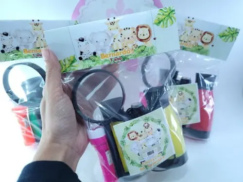 Kit Binóculos Lupa e Lanterna Festa Safari Aquarela Aventura