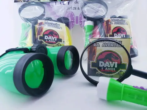 Kit Binóculos Lupa e Lanterna Dinossauro Jurassic Explorador