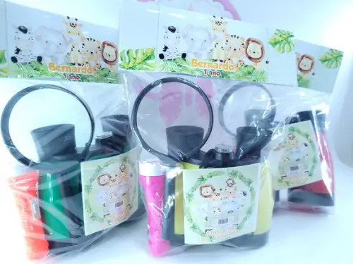 Kit Binóculos Lupa e Lanterna Festa Safari Aquarela Aventura