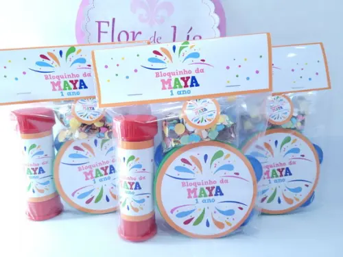 Kit Bloquinho de Carnaval Pandeiro Pequeno Bolha e Confetes