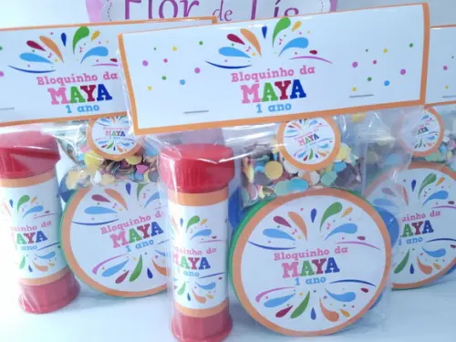 Kit Bloquinho de Carnaval Pandeiro Pequeno Bolha e Confetes