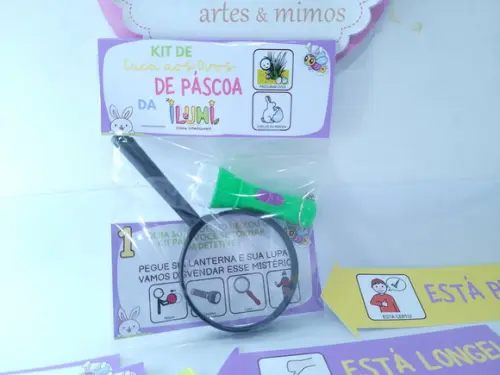 Kit Caça aos Ovos de Páscoa Inclusivo com Lupa e Lanterna