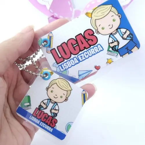 Kit Chaveiro Escolar Menino para Mochila e Lancheira