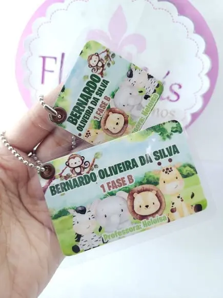 Kit Chaveiro Escolare Safari Tag para Mochila e Lancheira