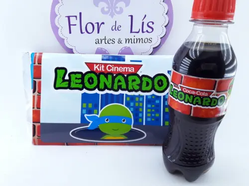 Kit Cinema Tartarugas Ninjas com Balde de Pipoca e Rótulos