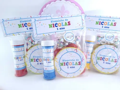 Kit de Carnaval Pandeiro Pequeno Bolha e Confete Bloquinhos