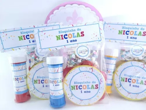 Kit de Carnaval Pandeiro Pequeno Bolha e Confete Bloquinhos