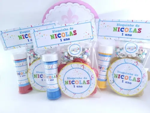 Kit de Carnaval Pandeiro Pequeno Bolha e Confete Bloquinhos