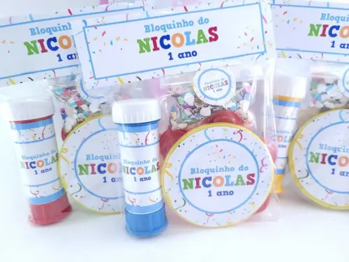 Kit de Carnaval Pandeiro Pequeno Bolha e Confete Bloquinhos
