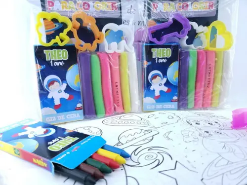 Kit de Colorir com Massinha Festa Astronauta Lembrancinha