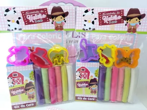 Kit de Colorir com Massinha Lembrancinha Fazendinha Rosa