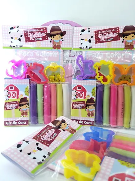 Kit de Colorir com Massinha Lembrancinha Fazendinha Rosa