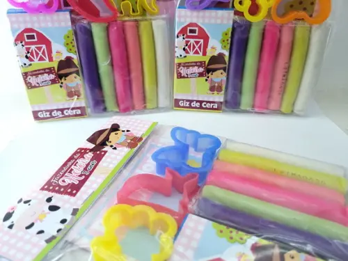 Kit de Colorir com Massinha Lembrancinha Fazendinha Rosa