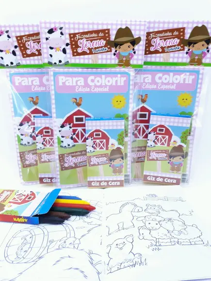 Kit de Colorir Fazendinha Menina Lembrancinha Fazenda