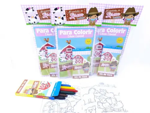 Kit de Colorir Fazendinha Menina Lembrancinha Fazenda