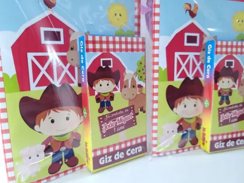 Kit de Colorir Fazendinha Menino Revistinha com Giz de Cera