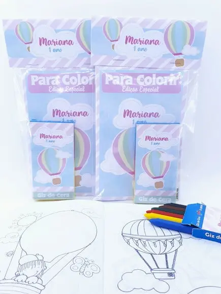 Kit de Colorir Giz Balão Rosa Menina