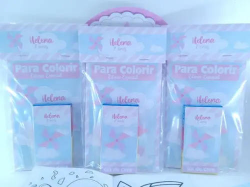 Kit de Colorir Giz e Revista Catavento Rosa e Lilás Menina